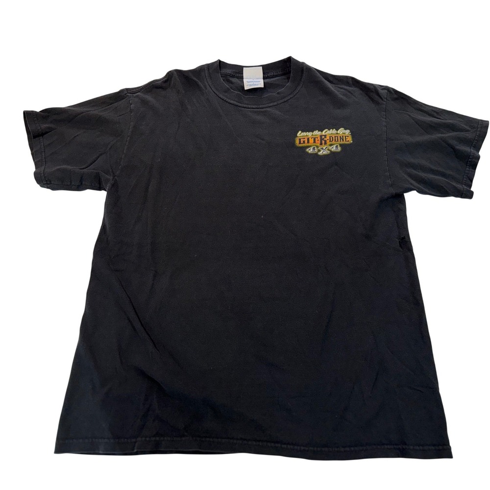 VTG M&O Knits Larry The Cable Guy Git-R-Done 4x4 Heavy Metal T-Shirt Black L Men